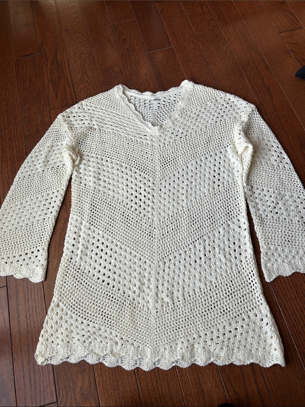 Ladies size S cream crochet coverup